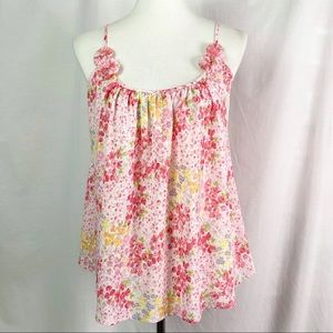 Oscar De La Renta Pink Label Pink Floral Camisole Top Sm